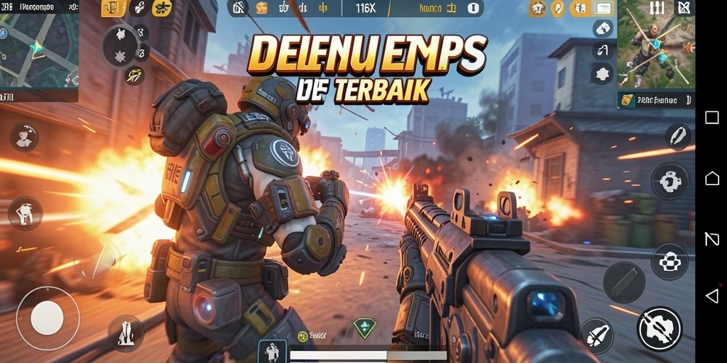 Screenshot menunjukkan aksi pertempuran mendebarkan dalam 116X.