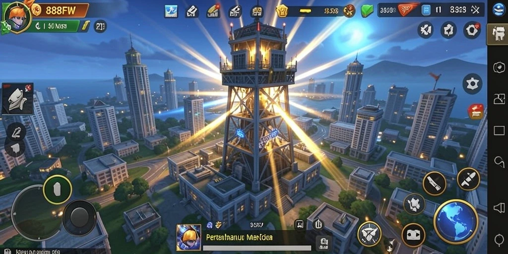 Tampilan gameplay <strong>888FW</strong> menunjukkan aksi menara pertahanan yang mendebarkan.