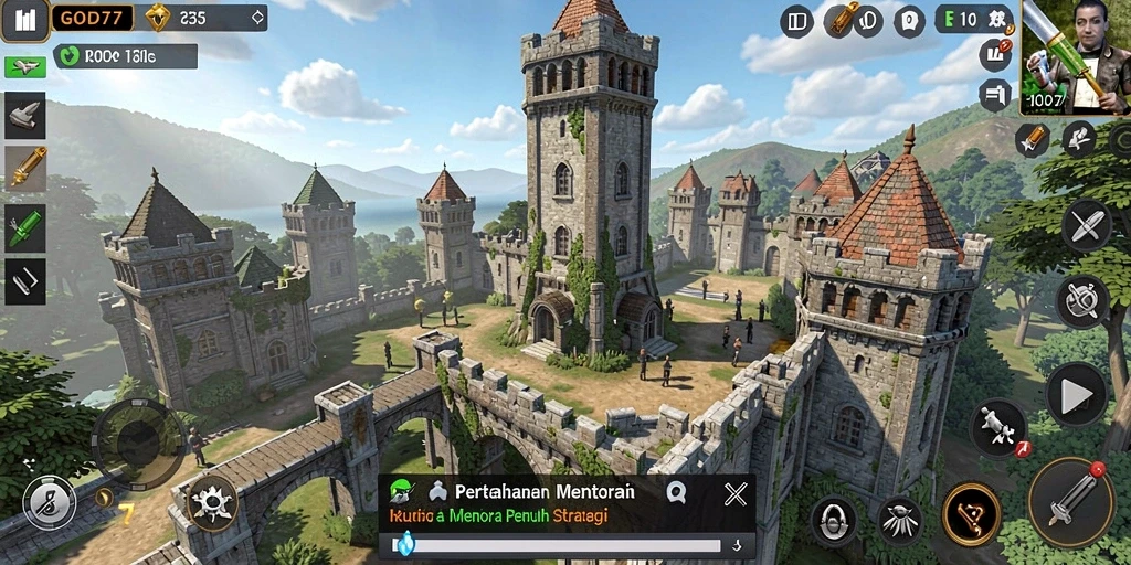 Gameplay Tower Defense menantang dan strategis di GOD77.