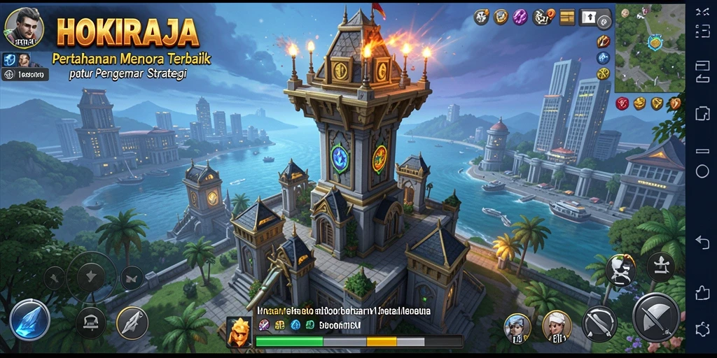 Tampilan gameplay HOKIRAJA menampilkan pertahanan menara yang strategis dan menantang.