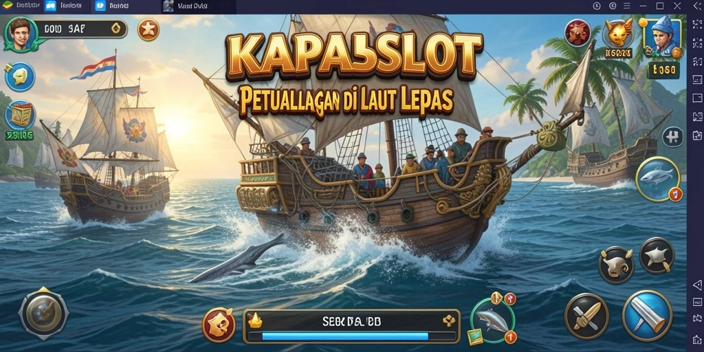 Screenshot dari gameplay <strong>KAPALSLOT</strong> yang menampilkan petualangan di laut.