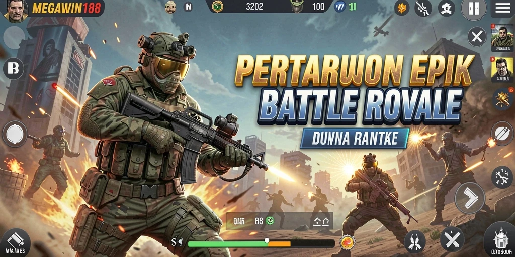 Gameplay seru di MEGAWIN188 dalam pertempuran Battle Royale.