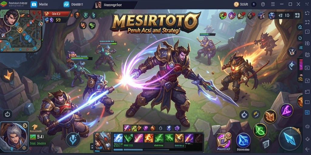 T screenshot gameplay <strong>MESIRTOTO</strong> menampilkan aksi pertarungan tim yang seru.