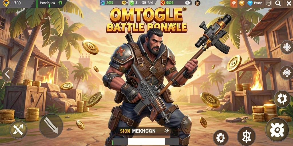 Tampilan gameplay OMTOGEL yang mendebarkan dalam pertarungan Battle Royale.