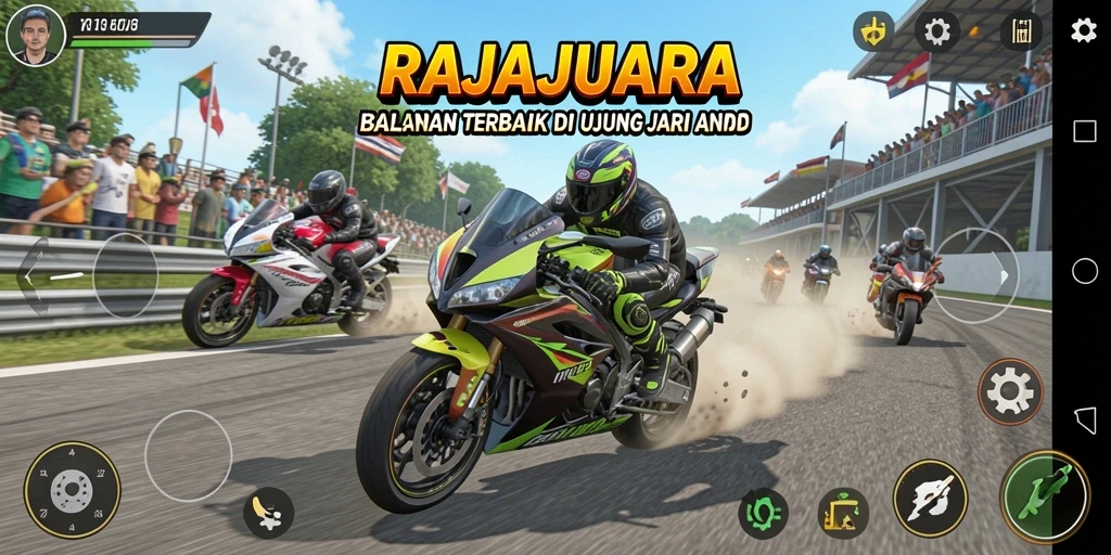 Tampilan seru dan mendebarkan dari gameplay RAJAJUARA saat berlomba.