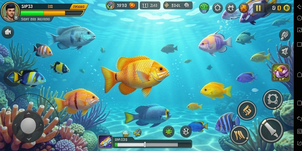 Gameplay seru SIP33 dengan berbagai jenis ikan yang menunggu untuk ditembak.