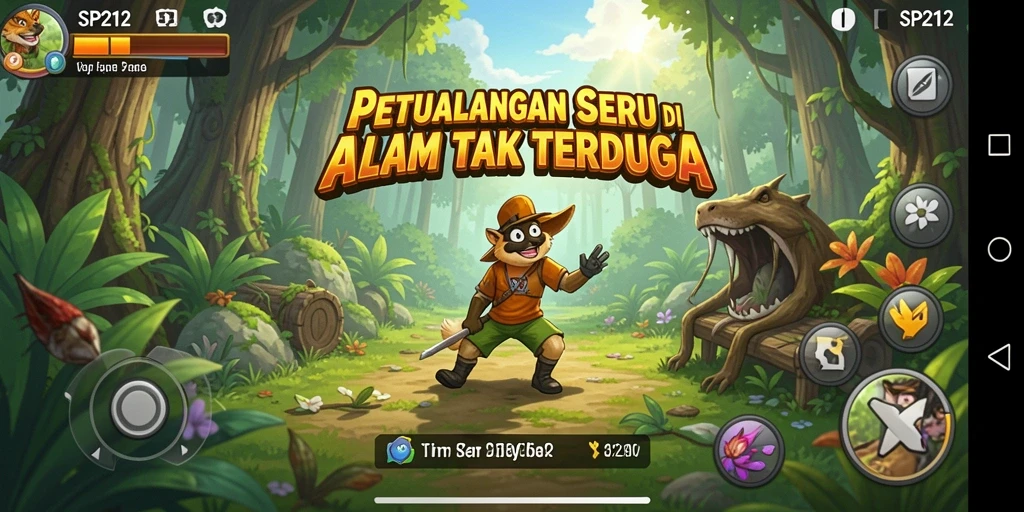 Tampilan seru saat menjelajahi hutan dalam game SP212.