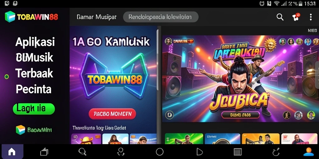 Tampilan gameplay TOBAWIN88 dengan koleksi musik yang beragam.