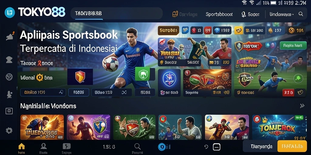Screenshot utama TOKYO88 menunjukkan tampilan dashboard taruhan olahraga yang menarik.