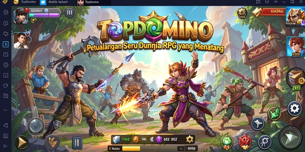 Tangkapan layar gameplay di TOPDOMINO menampilkan pertempuran epik dan karakter yang dinamis.