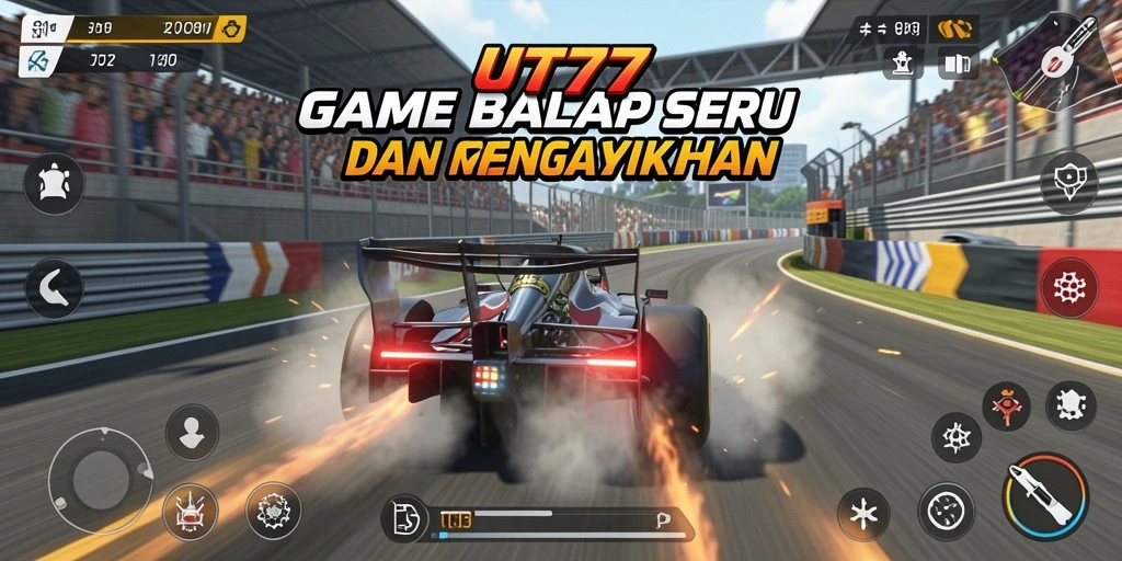 Screenshot UT77 menampilkan aksi balap yang mendebarkan di lintasan unik.